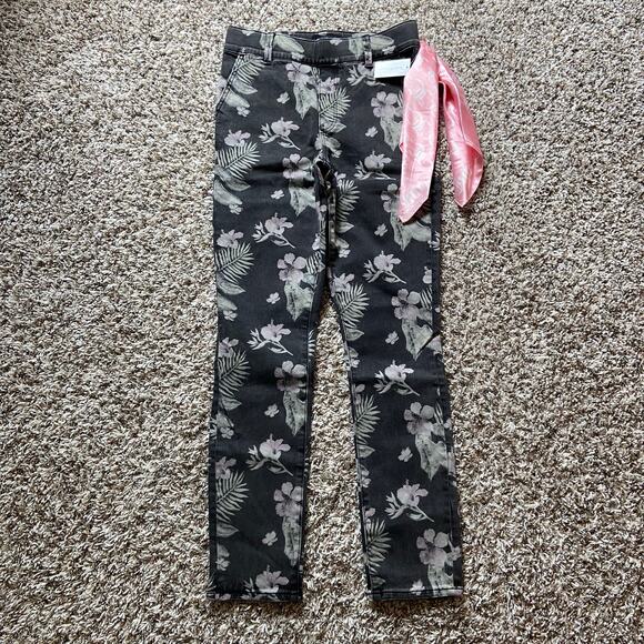 Juicy Couture Denim - Juicy Couture Floral Print California Skinny Jean Women's 25 Black Stretch Scarf